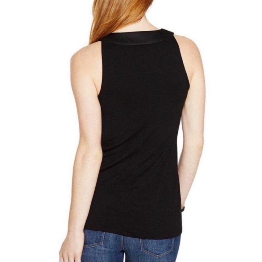 White House Black Market Black Draped V-Neck Halter Cami - Picture 3 of 6